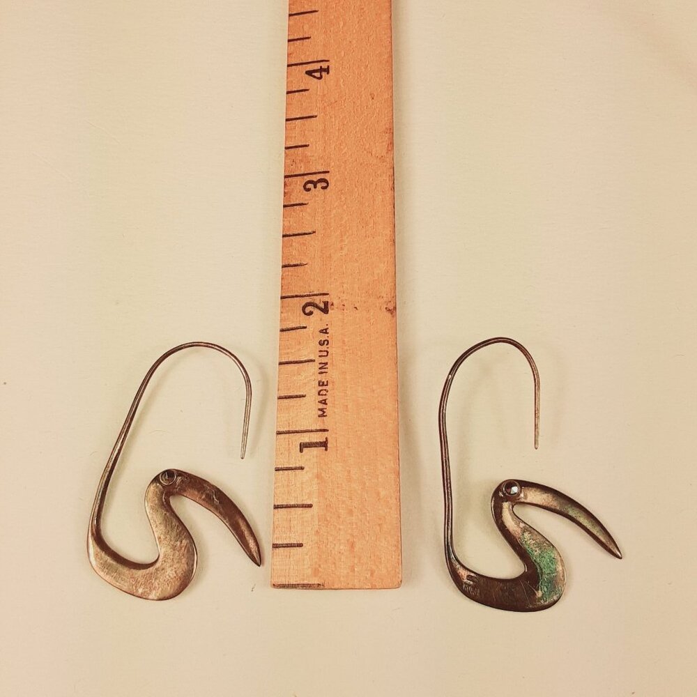 Vintage Rama Sterling Silver Bird Hook Earrings Marcasite Stone Eyes - Picture 2 of 7